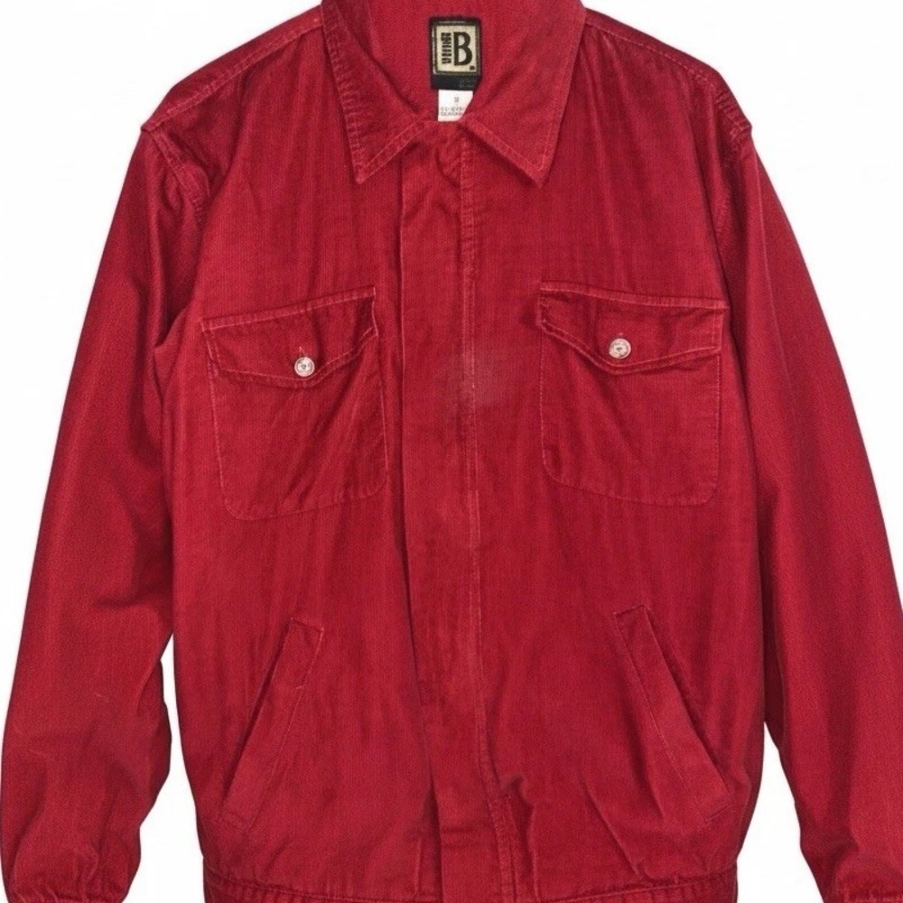 Bruno B. Corduroy Jacket Mens Small Red Full Zip Italian Design Workwear Chore